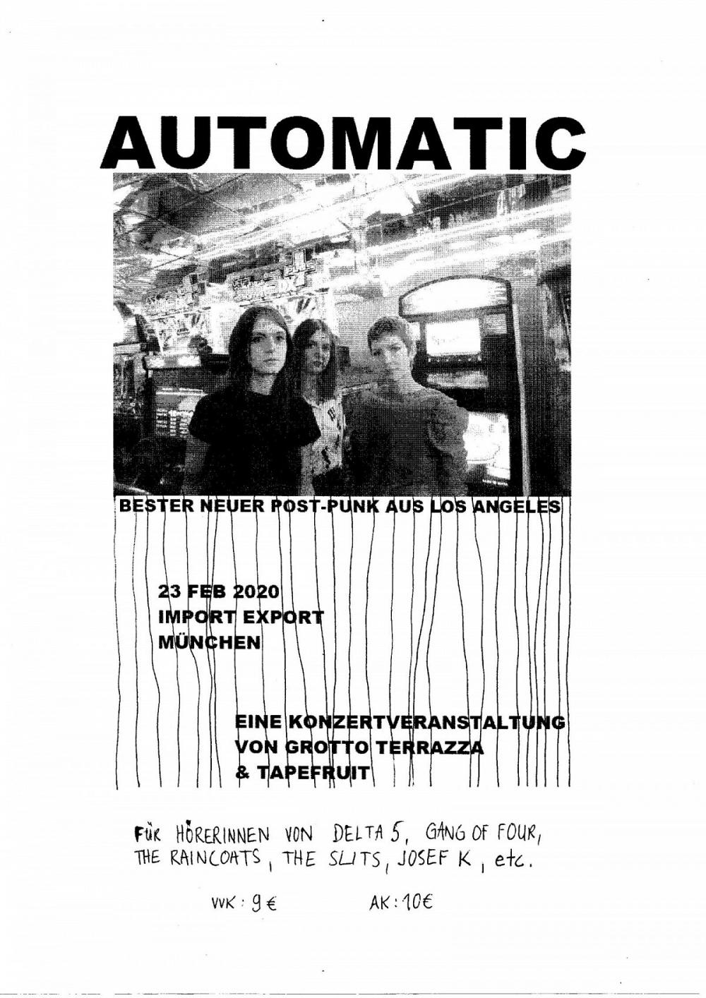 Tapefruit Konzert: Automatic | 23.02.2020 @ Import Export